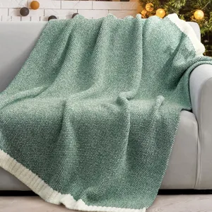 Modern Minimalist Solid Color Polyester Knit Blanket Soft Warm Throw Blanket For Home Living Room Bedding
