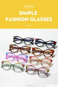 Vue détaillée de lunettes anti-lumière bleue œil-de-chat vintage aux couleurs tendance.