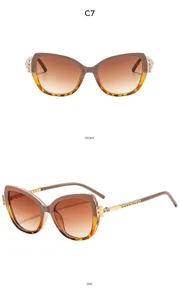 Modische Strass Katzenauge Sonnenbrille mit Farbverlauf für Outdoor Reisen und Sonnenschutz.
