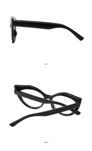Monture de lunettes œil-de-chat noire anti-lumière bleue, style rétro et élégant.