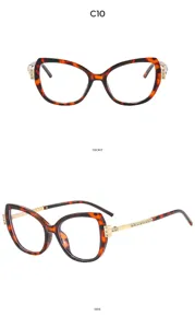 Modische Strass Katzenauge Sonnenbrille für Damen, schicker Schildpattrahmen Metallbügel.