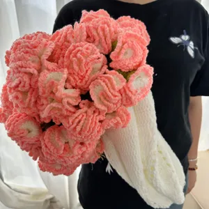 Handcrafted crochet carnation flower blanket bouquet cozy soft cozy home decor gift present
