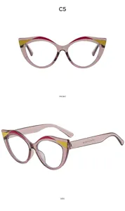 Lunettes anti-lumière bleue œil-de-chat rétro avec monture colorée chic pour femmes.