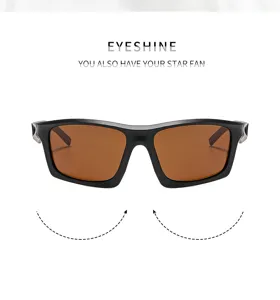 Outdoor sports sunglasses with black frame and brown lenses for cycling skiing hiking men women