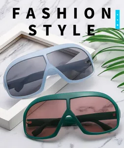 Retro oversize un pezzo maschera occhiali da sole per donna moda stile streetwear
