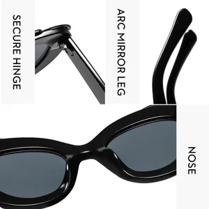 Eleganti occhiali da sole cat eye neri trendy, occhiali moda irregolari eleganti per tutti.