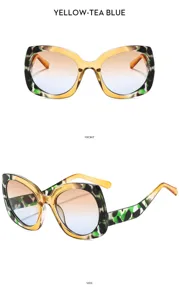 Gafas de sol cat-eye grandes para mujer con lentes degradadas y montura con estampado leopardo.