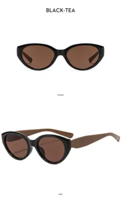Fashion cat eye sunglasses for women summer sun protection trendy black tea style glasses