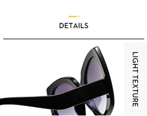 Vista detallada de elegantes gafas de sol cat-eye con montura negra brillante y lentes.