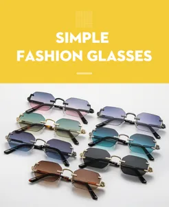 Gafas de Sol sin Montura con Lentes Degradadas Metal Moda Lujo Multicolor Estilo