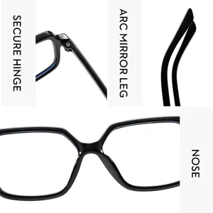 Gros plan sur les details de la monture de lunettes anti lumiere bleue avec charniere fine.