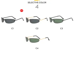 Gafas de sol ovales de metal retro para mujer y hombre, gafas de sol con protección UV.