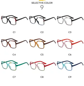 Monture de lunettes anti-lumière bleue bloc de couleur stylée verres clairs vue de détail