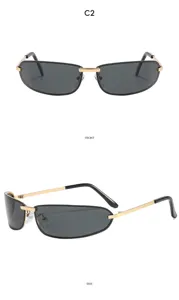 Gafas de sol ovaladas de metal retro para hombres y mujeres, proteccion solar vintage.