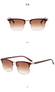 Vintage browline zonnebril voor heren en dames, retro halfmontuur met UV-filter.