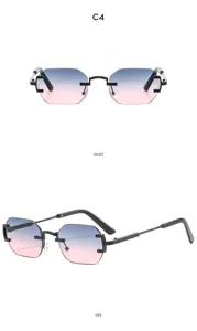 Gafas de sol poligonales sin montura degradadas con varillas metalicas de moda.
