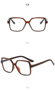 Lunettes anti-lumière bleue élégantes monture carrée dégradé marron pour femmes.