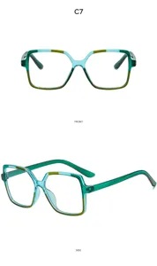 Monture de lunettes anti-lumière bleue élégante avec design color block tendance.