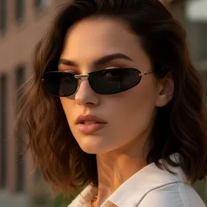 Gafas de sol ovaladas de metal vintage para mujer y hombre, estilo retro elegante.
