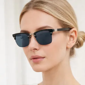 Vintage vierkante browline zonnebril voor dames en heren stijlvolle retro UV-bescherming.