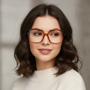 Lunettes anti lumière bleue carrées oversize mode femme monture optique claire écaille lunette
