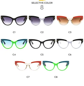Modieuze cat eye zonnebril set met chique stud details, 8 trendy kleuropties voor vrouwen.