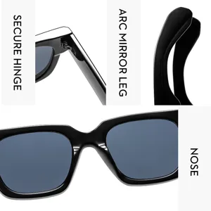 Lässige minimalistische quadratische Sonnenbrille mit UV-Schutz und stabilem Scharnier.