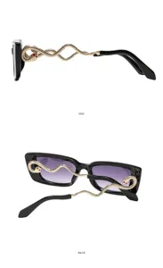 Gafas de sol de moda para mujer con serpiente dorada y lentes degradadas muy elegantes.