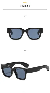 Klobige schwarze Sonnenbrille mit blauen Gläsern im trendigen europäischen Stil für Herren.