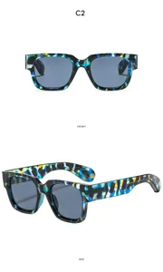 Modische farbblockierte quadratische Sonnenbrille für Damen und Herren, UV-Schutz.