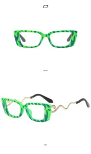 Gafas de sol cuadradas de moda con patillas únicas de metal en forma de serpiente.