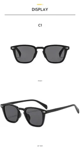 Detail view of stylish square retro sunglasses for men and women, featuring classic frame design.