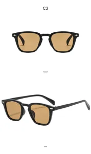Classic square sunglasses with black frames and brown lenses for stylish sun protection.