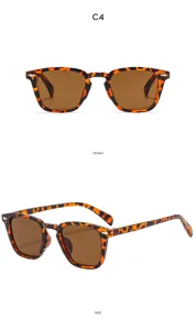 Stylish retro square tortoiseshell sunglasses with brown lenses for men and women UV protection.
