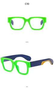 Modische, farbblockierte quadratische Sonnenbrille Detailansicht, stilvoll und trendig.