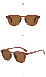 Fashion square sunglasses with translucent brown frames and UV protection lenses for daily wear.