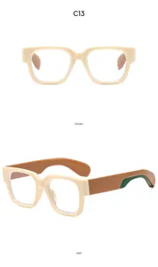 Modische farbblockierte Brillenfassungen mit dickem Rahmen, trendige Alltags-Optikbrille.
