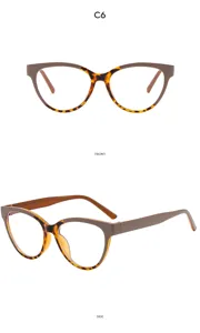 Cat-Eye Brillengestell Detail, farbblockierendes Schildpatt und braunes Design, stilvoller Alltag.