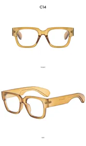 Klobige quadratische Acetat-Brille in Bernsteinoptik mit auffälligem Retro-Design für den Alltag.