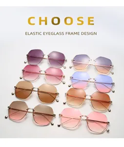 Gafas de sol de mujer polygonales con cristales degradados y montura metálica elástica.