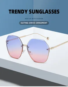 Gafas de sol sin montura degradadas de moda para mujer, protección UV elegante para el día a día.
