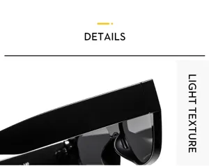 Gros plan détaillé de la monture de lunettes de soleil vintage noire à la texture brillante.
