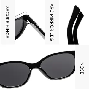 Lunettes de soleil rétro pour femmes style vintage cadre noir vue détaillée chic lunettes