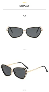 Gafas de sol ojo de gato de metal para mujer, moda vintage protección solar para exteriores.