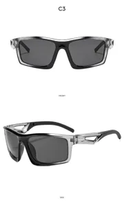 Outdoor sports sunglasses with UV protection, stylish black clear frame for men and women.