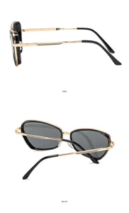 Gafas de sol de ojo de gato cuadradas de metal para mujer, estilo urbano al aire libre.