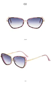 Gafas de sol de ojo de gato cuadradas de metal para mujer elegantes protección solar.