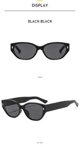 Lunettes de soleil œil-de-chat noires classiques avec des détails élégants et protection UV.