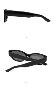 Vue détaillée latérale et arrière de lunettes de soleil rétro noires tendance pour look quotidien.