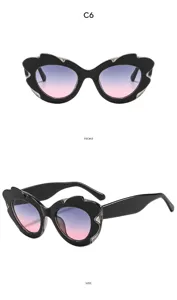 Occhiali da sole irregolari a forma di fiore con lenti sfumate per feste e viaggi trendy.